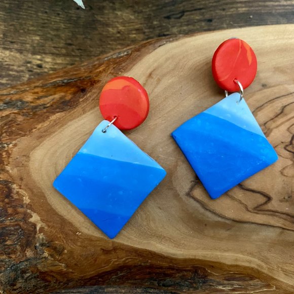 Handmade Clay Earrings - Fire & Ice Series - Picture 4 of 14